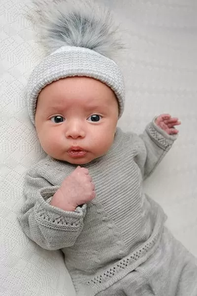 Grey cable knit newborn baby set Grimsby